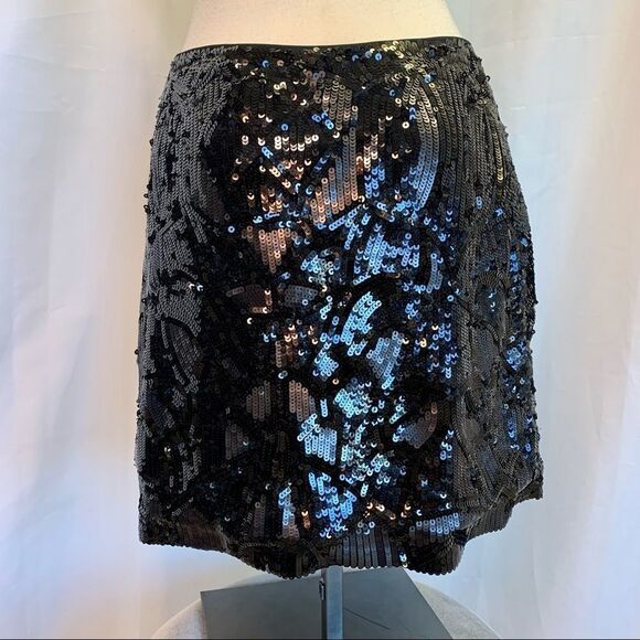 Dknyc Black sequin stretchy Miniskirt size L - Picture 2 of 6